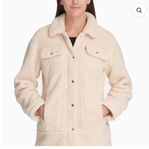 LEVI'S WOMENS FAUX SHEARLING SHERPA OVERSIZE LONG TRUCKER
